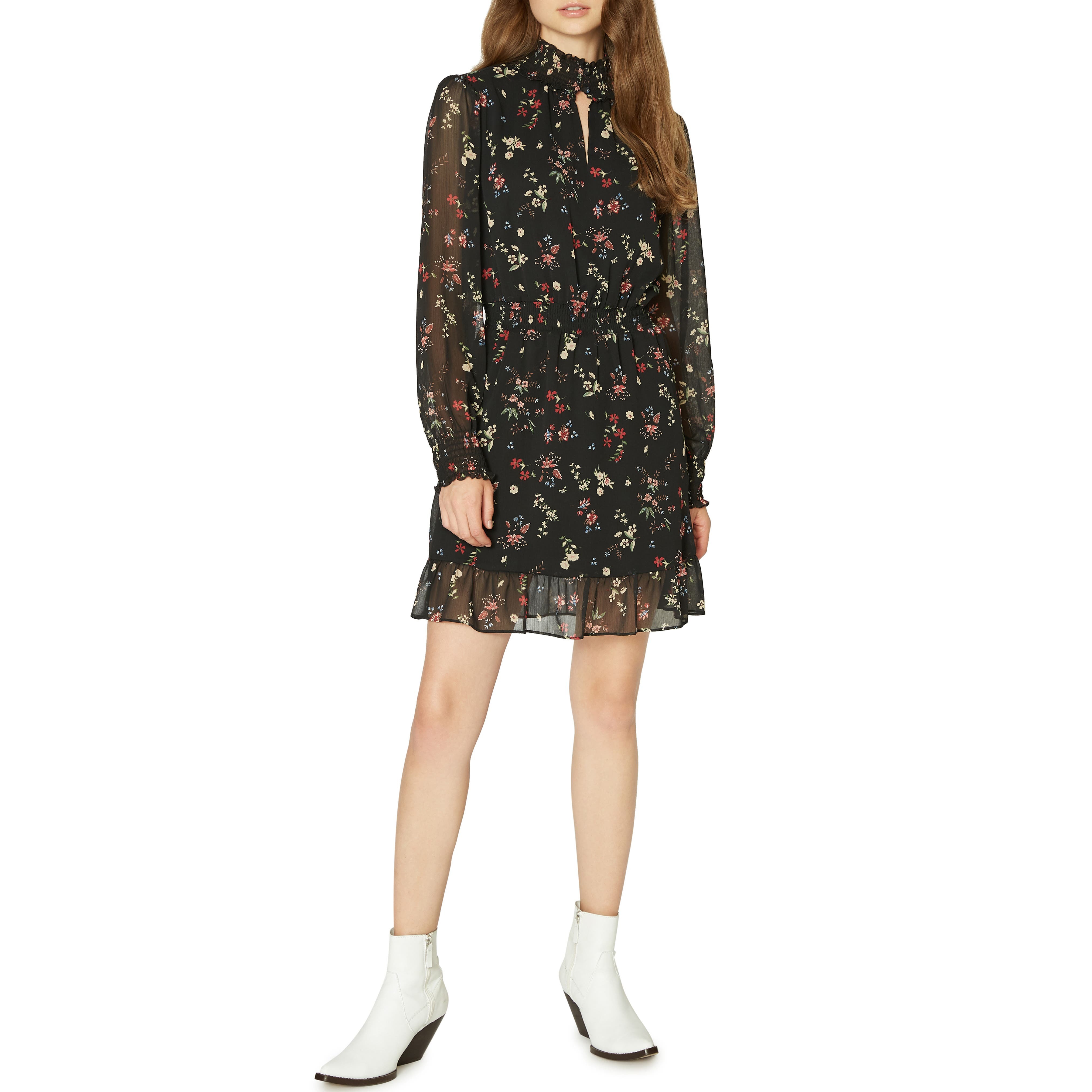 Sanctuary Womens Floral Print Shift Dress,Black,Medium
